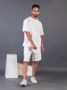LYKCON Men's Cotton Lycra Oversized T-shirt - White