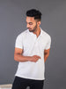 Lykcon Men's Polo Neck Premium Cotton T-Shirt- Solid White