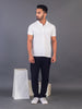 Lykcon Men's Polo Neck Premium Cotton T-Shirt- Solid White