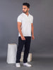 Lykcon Men's Polo Neck Premium Cotton T-Shirt- Solid White