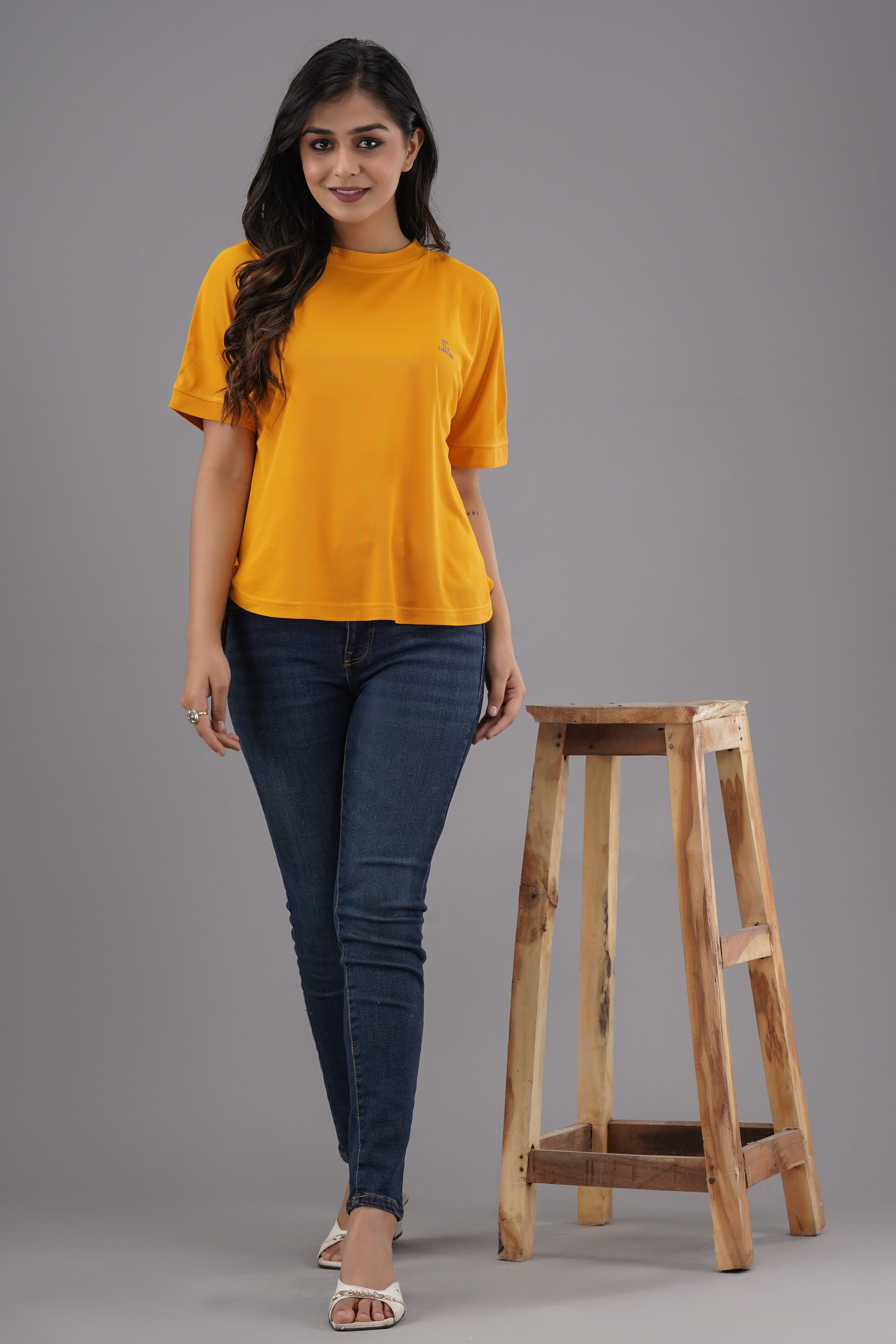 Lykcon Women's Premium Rapid Dry High Low T-shirt-Mustard Yellow
