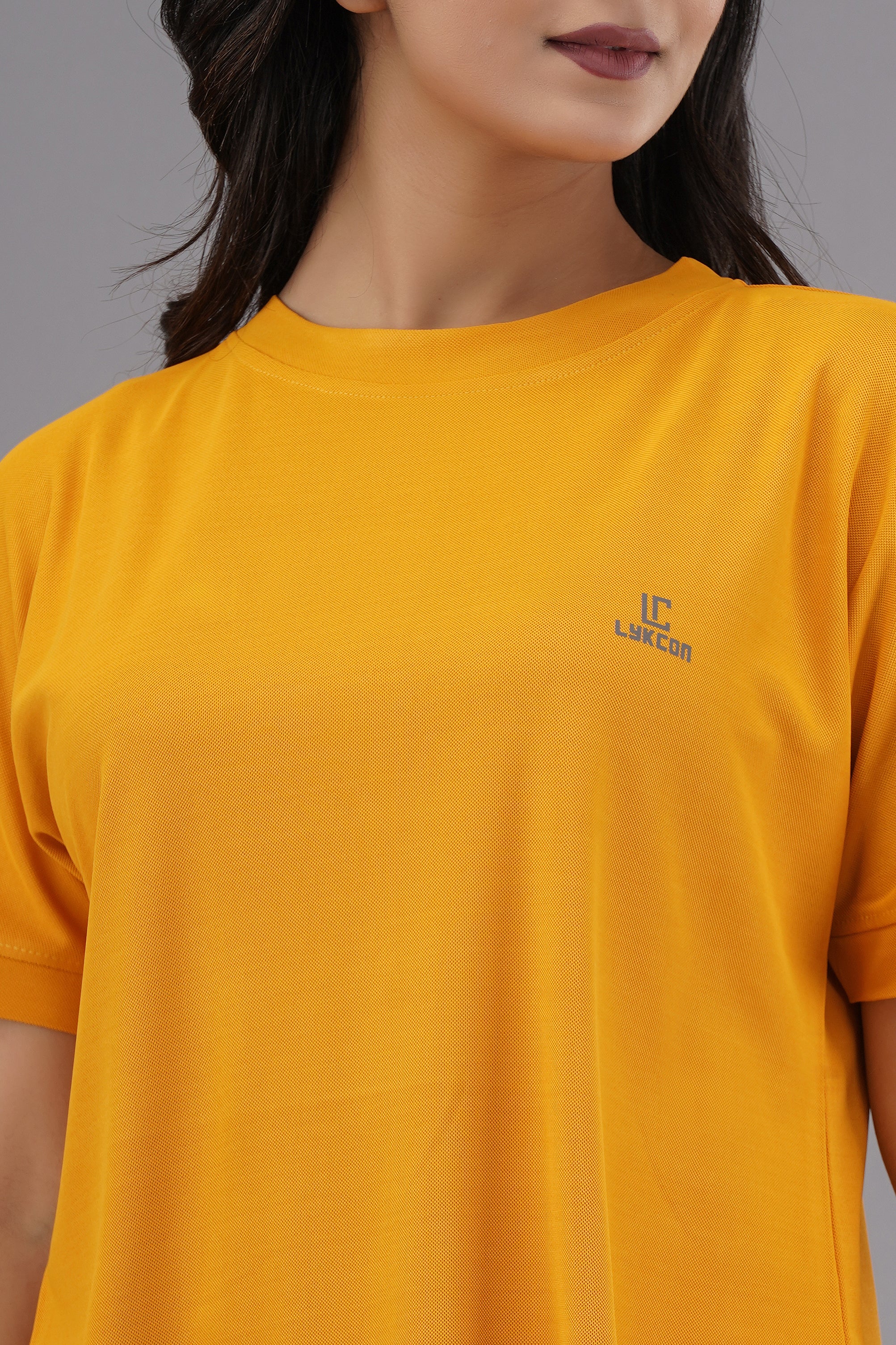 Lykcon Women's Premium Rapid Dry High Low T-shirt-Mustard Yellow