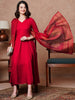 Regal Solid Anarkali Ensemble with Detailed Dupatta