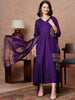 Regal Solid Anarkali Ensemble with Detailed Dupatta