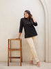 Women's Beige Cotton Pants with Half Elasticated Waistband