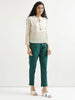 Women's Bottle Green Cotton Pants with Half Elasticated Waistband