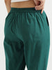 Women's Bottle Green Cotton Pants with Half Elasticated Waistband