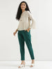 Women's Bottle Green Cotton Pants with Half Elasticated Waistband