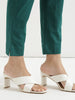 Women's Bottle Green Cotton Pants with Half Elasticated Waistband