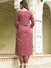 Rustic Red Beauty: Printed Kurta & Pant Set with Matching Dupatta