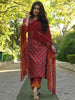 Regal Red Splendor: Traditional Printed Kurta Set with Contrasting Dupatta