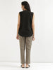Women's Grey Cotton Pants with Half Elasticated Waistband