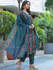 Graceful Teal Bliss: Embroidered Rayon Kurta,Pant & Dupatta Set