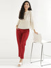 Women's Maroon Cotton Pants with Half Elasticated Waistband