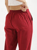Women's Maroon Cotton Pants with Half Elasticated Waistband