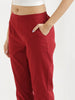 Women's Maroon Cotton Pants with Half Elasticated Waistband