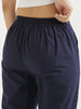Women's Navy Blue Cotton Pants with Half Elasticated Waistband