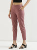 Women's Rose Taupe Cotton Pants with Half Elasticated Waistband