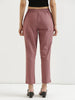 Women's Rose Taupe Cotton Pants with Half Elasticated Waistband
