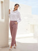 Women's Rose Taupe Cotton Pants with Half Elasticated Waistband
