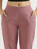 Women's Rose Taupe Cotton Pants with Half Elasticated Waistband